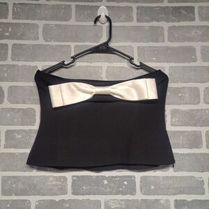 ASTR the Label Contrast Bow Strapless Womens Top Black and White Sze Medium NWOT